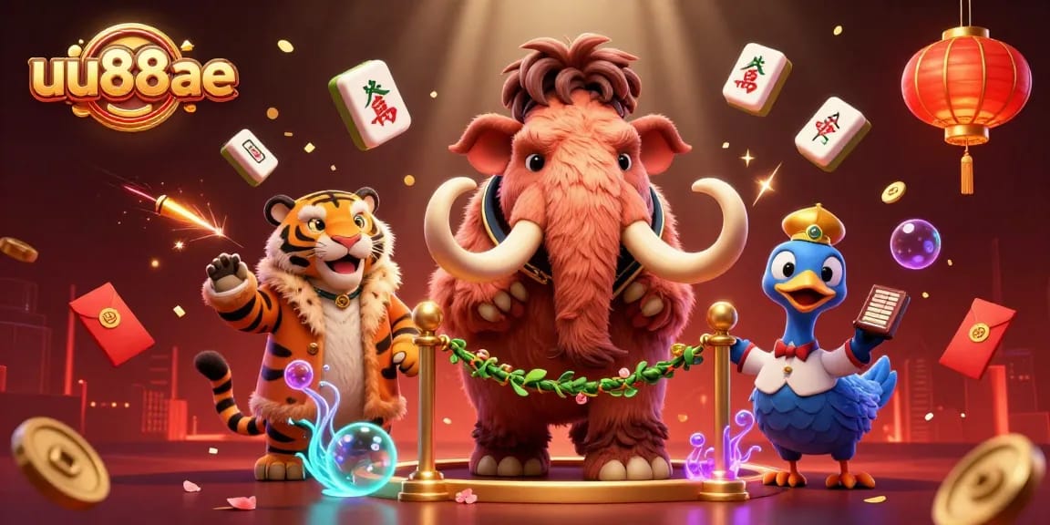 Experience the vibrant energy of uu88ae casino with a woolly mammoth bouncer and lively elements.