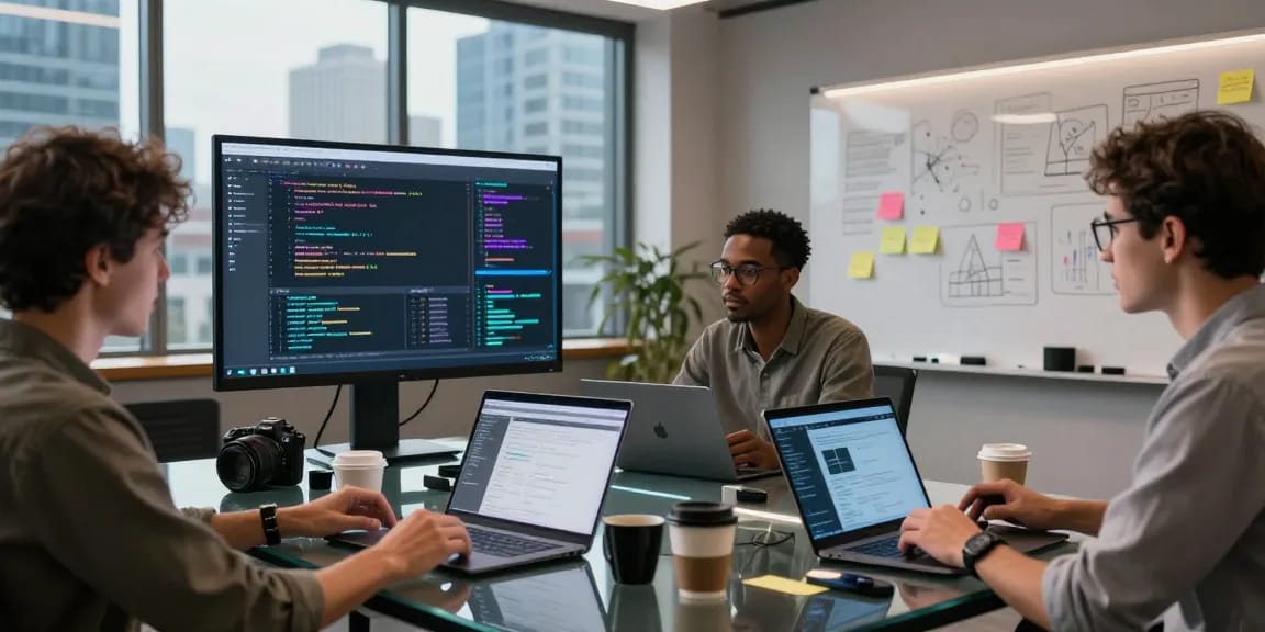 Collaboration in modern AI workspace showcasing crushon ia technology advancement.