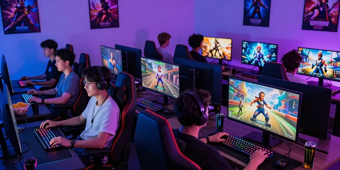 Players immersed in a trans porn game session with vibrant setups and inclusive avatars