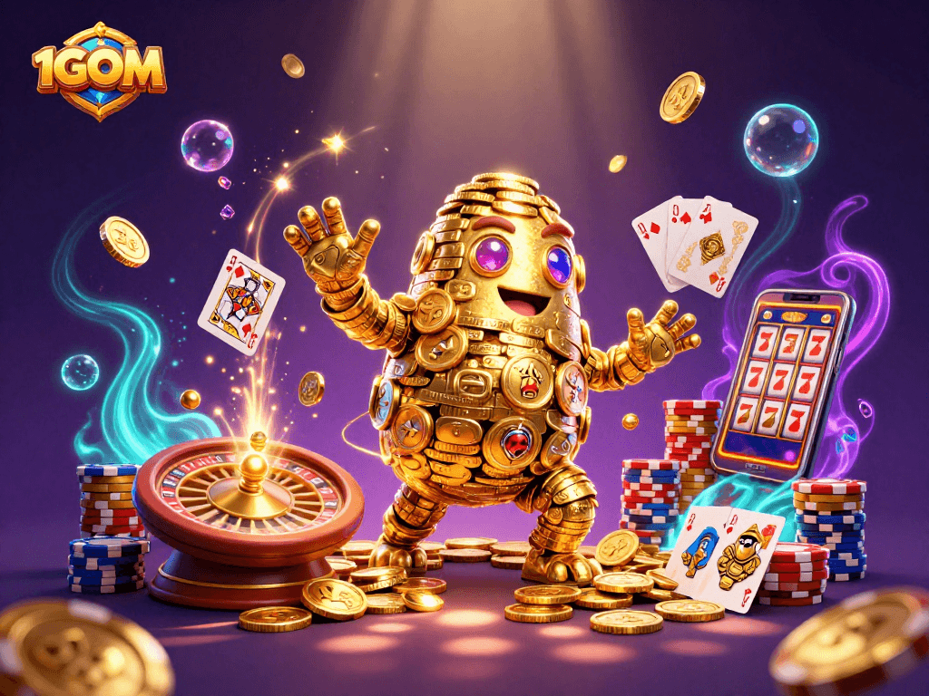 Experience the thrill of 1GOM with vibrant slot action and golden golem magic.