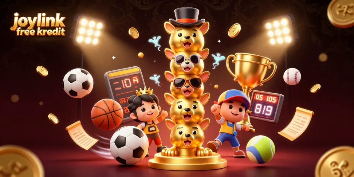 Place your bets with joylink free kredit in this vibrant 3D sports betting scene.