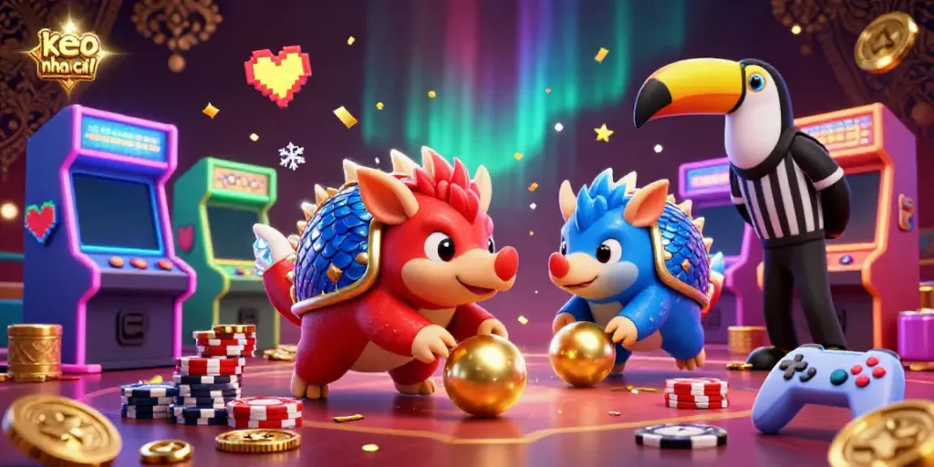 Experience the thrill of keo nha cai with vibrant pangolins enjoying the casino atmosphere.
