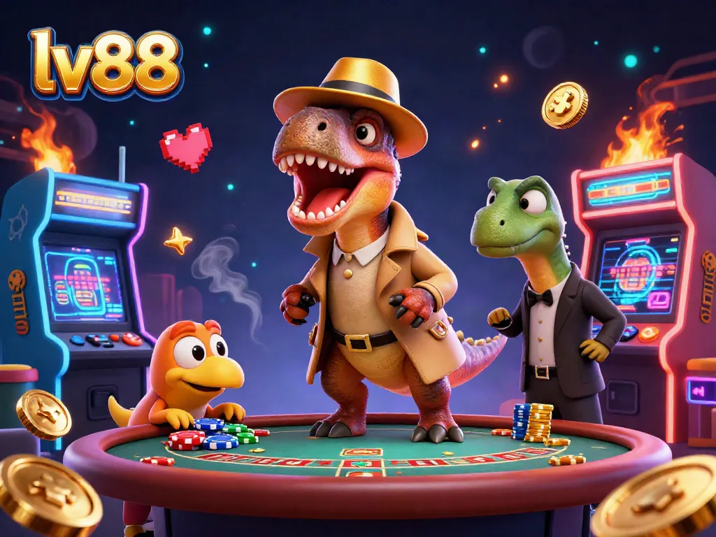 Engage with lv88's animated card counter and pit boss in a vibrant casino scene filled with action.