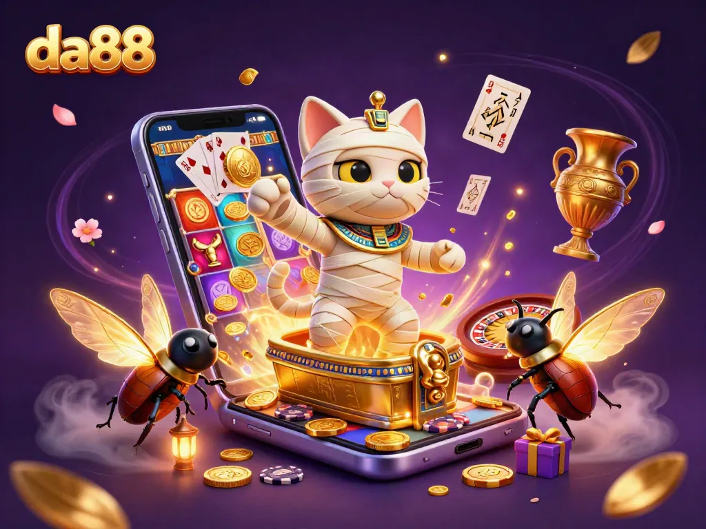 da88 players engage with thrilling slot games in a vibrant casino scene.