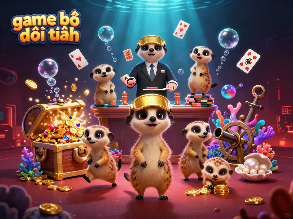 Engaging game bài đổi thưởng experience with meerkats running a vibrant casino scene full of surprises.