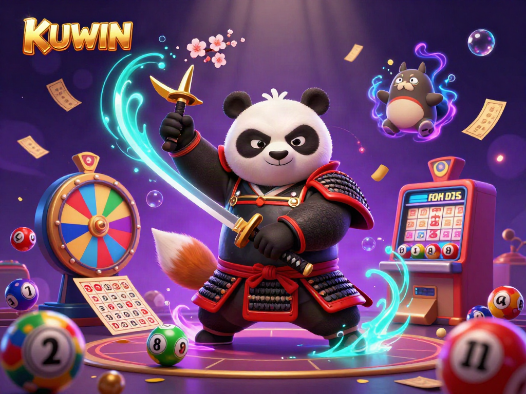 Engage in exciting KUWIN gambling with vibrant characters and dynamic lotto action.