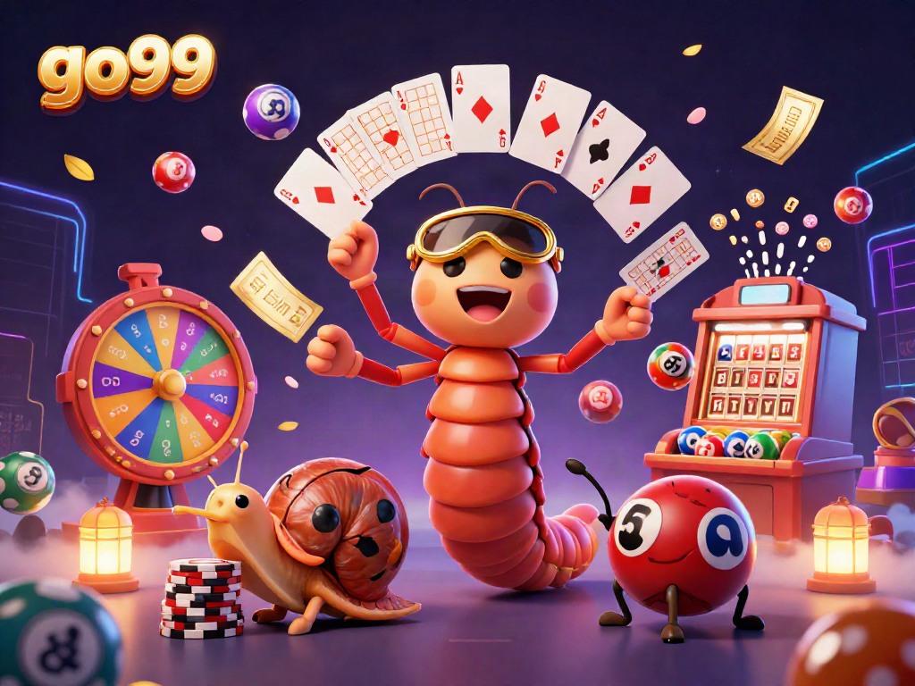Experience thrilling action at go99 with vibrant lottery balls, a millipede dealer, and exciting game elements.