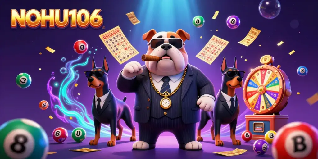 Experience the thrilling world of NOHU106 with unique gaming elements and vibrant characters in a casino setting.