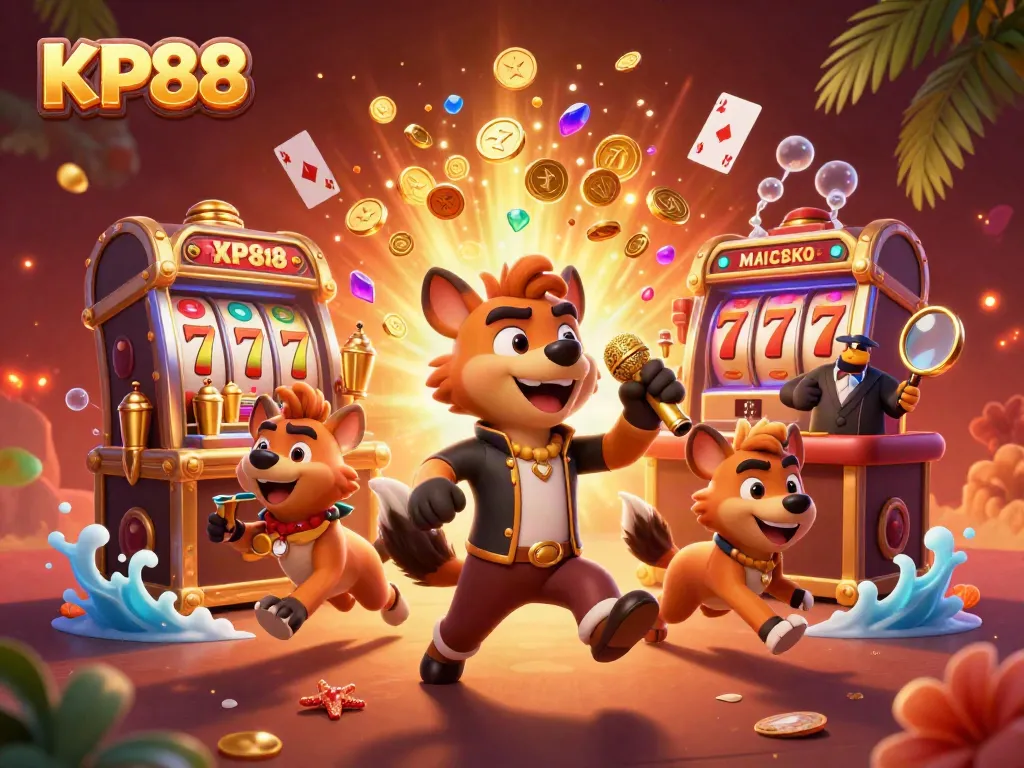 Experience the vibrant KP88 casino atmosphere with hyenas serving drinks, checking IDs, and performing comedy.