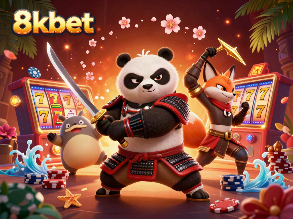 Experience thrilling moments with 8kbet through an engaging casino illustration featuring dynamic gaming elements.