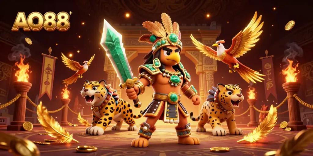 Engage with thrilling gaming at AO88's online casino, featuring vibrant warriors and riches.