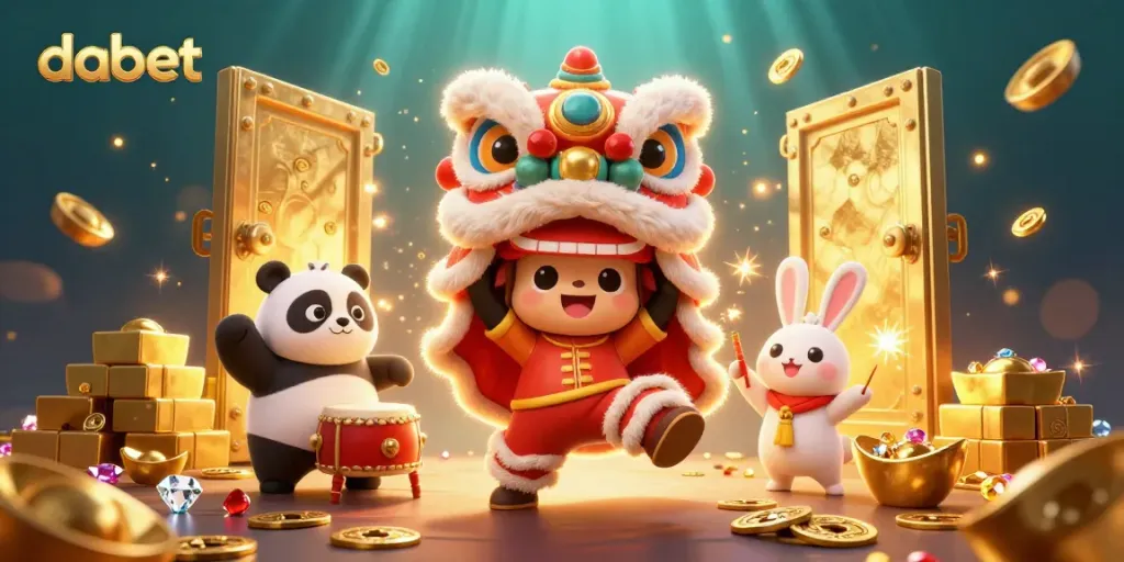 Experience the vibrant world of dabet with lively characters celebrating wins in this engaging casino scene.