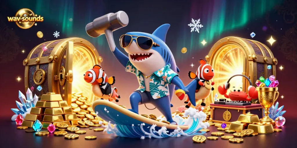 Ilustrasi 3D menarik dari karakter game, menggambarkan pengalaman bermain dengan wav-sounds di kasino.