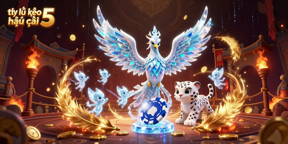 Engage with unique betting insights on tỷ lệ kèo nhà cái 5 through dynamic 3D illustration featuring a vibrant phoenix and playful elements.