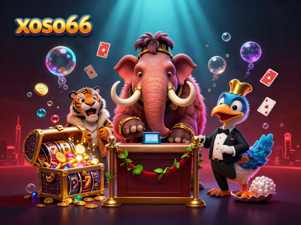 Experience the lively entrance of xoso66 online casino with vibrant characters and immersive gaming elements.