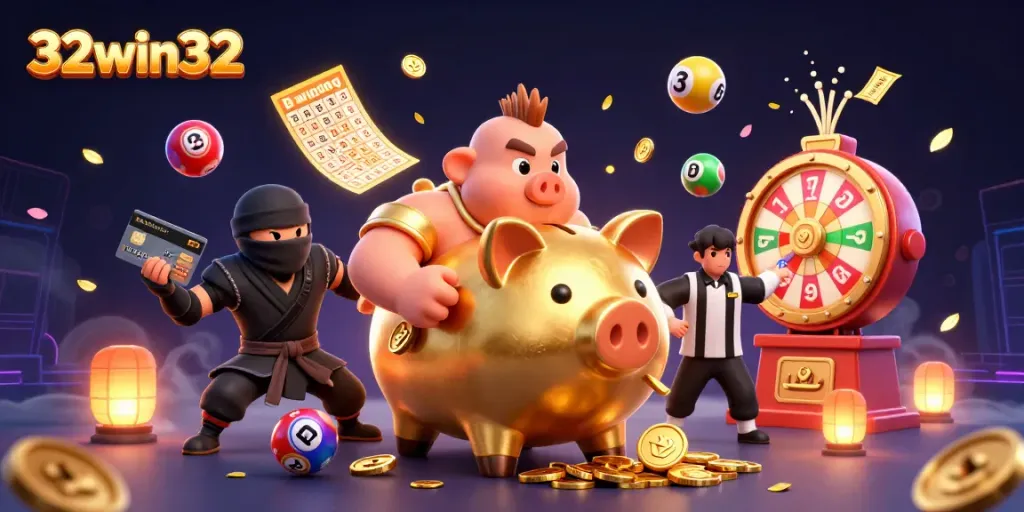 Experience the excitement at 32win32 with playful characters and engaging gambling elements.