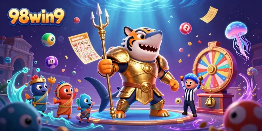 Experience thrilling gameplay at 98win9 with dynamic lottery elements and vibrant underwater action.