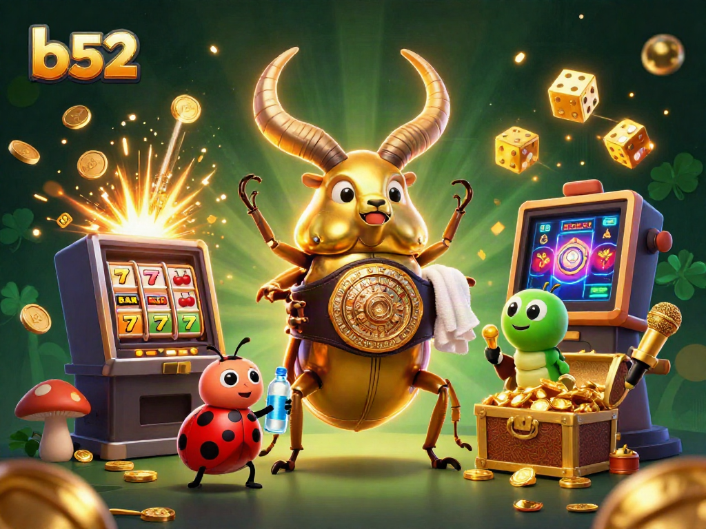Experience the thrill of b52 in this vibrant 3D casino scene with unique characters and exciting game elements.