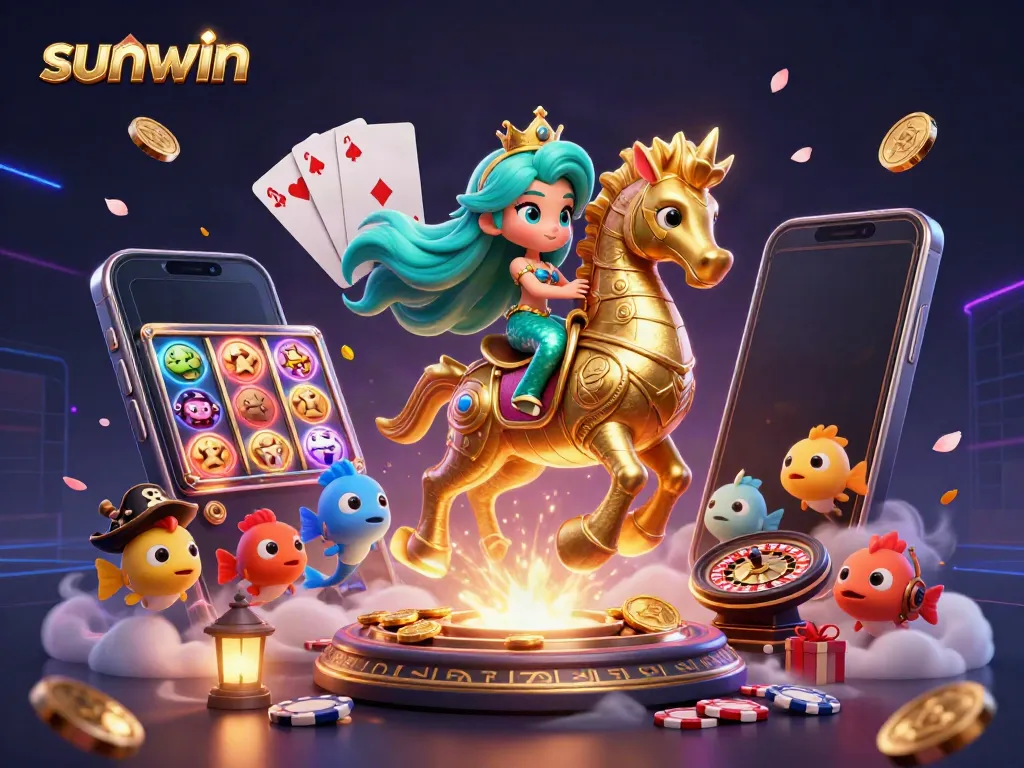 Experience the excitement of sunwin with a magical mermaid and underwater casino elements in vibrant 3D.
