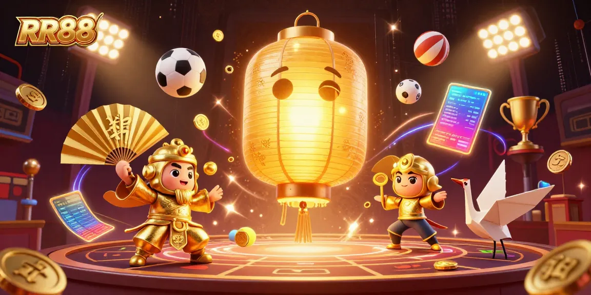 Engage with the exciting world of RR88, highlighted by dynamic sports betting elements and vibrant characters.