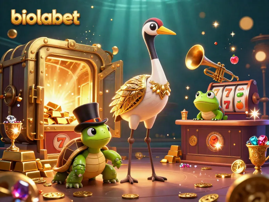 Spin the reels and win big with biolabet in this vibrant casino scene filled with treasures.
