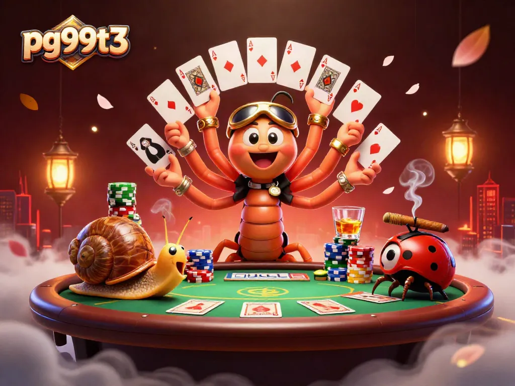 Experience thrilling gameplay at pg99t3 with a vibrant casino scene featuring a millipede dealer and exciting gambling elements.