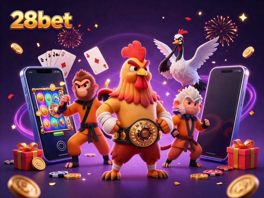 Experience thrilling gaming moments at 28bet with energetic characters and dynamic gambling elements.