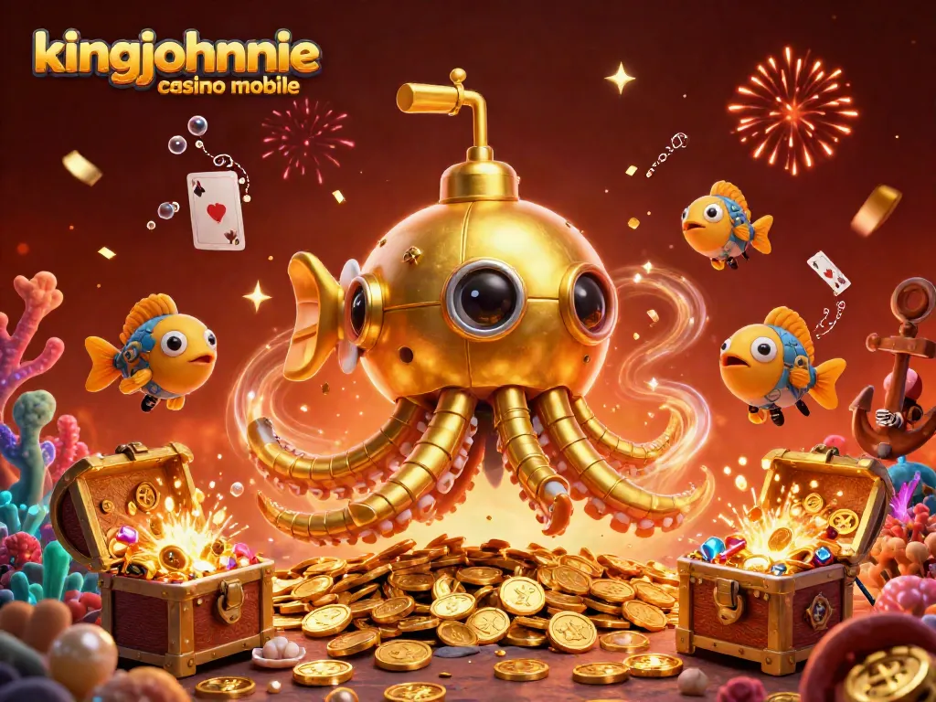 Win big with kingjohnnie casino mobile featuring a vibrant underwater scene packed with golden treasure.