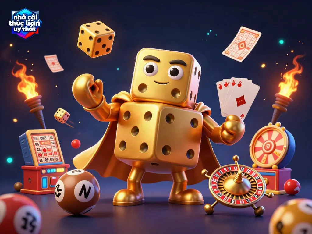 Engage with the premier nhà cái trực tuyến uy tín showcasing dynamic lottery elements and golden characters.