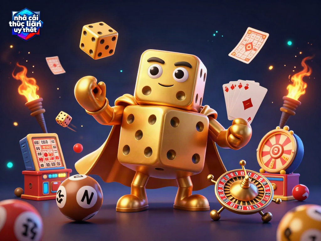 Engage with the premier nhà cái trực tuyến uy tín showcasing dynamic lottery elements and golden characters.