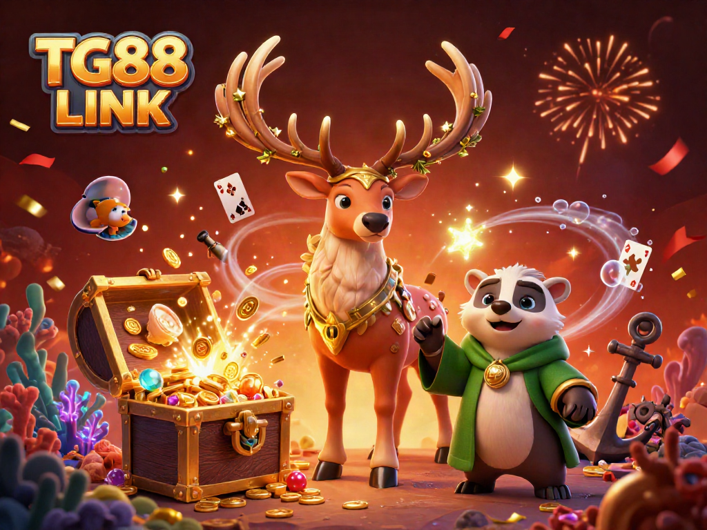 Experience the excitement of gambling with TG88 LINK featuring vibrant characters and stunning treasures.