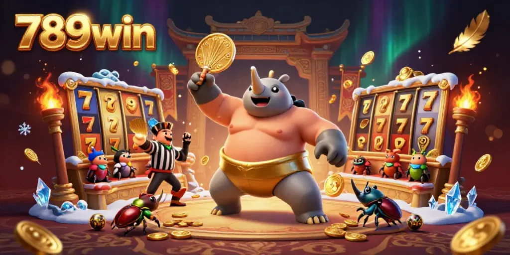 Experience the winning excitement of 789win with dynamic slot elements and engaging characters in a vibrant 3D scene.