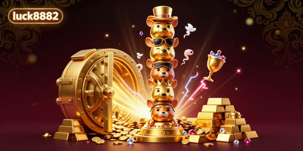 Experience the thrill with luck8882 featuring vibrant casino elements and dynamic characters.