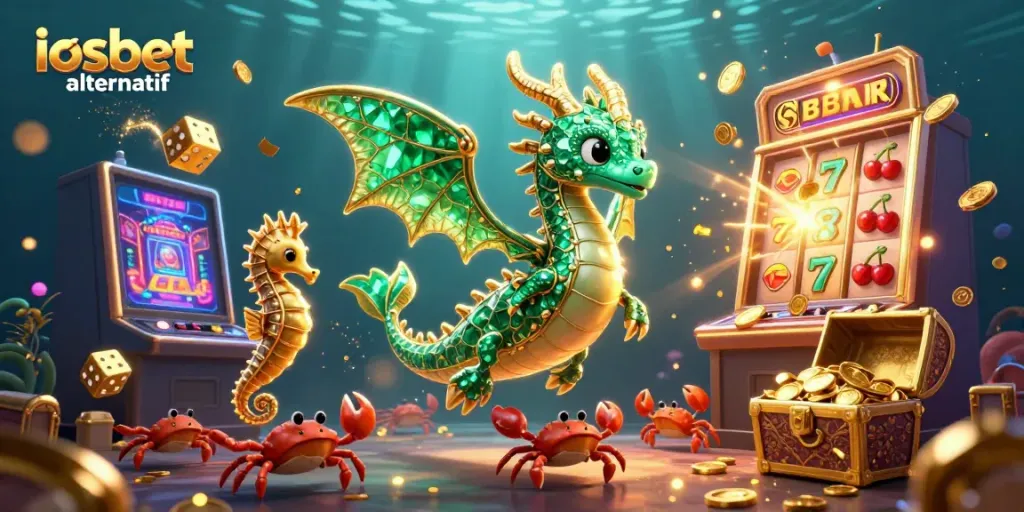 Gambarlah slots dan jackpot mewah di iosbet alternatif dengan naga laut berharga dan harta karun.