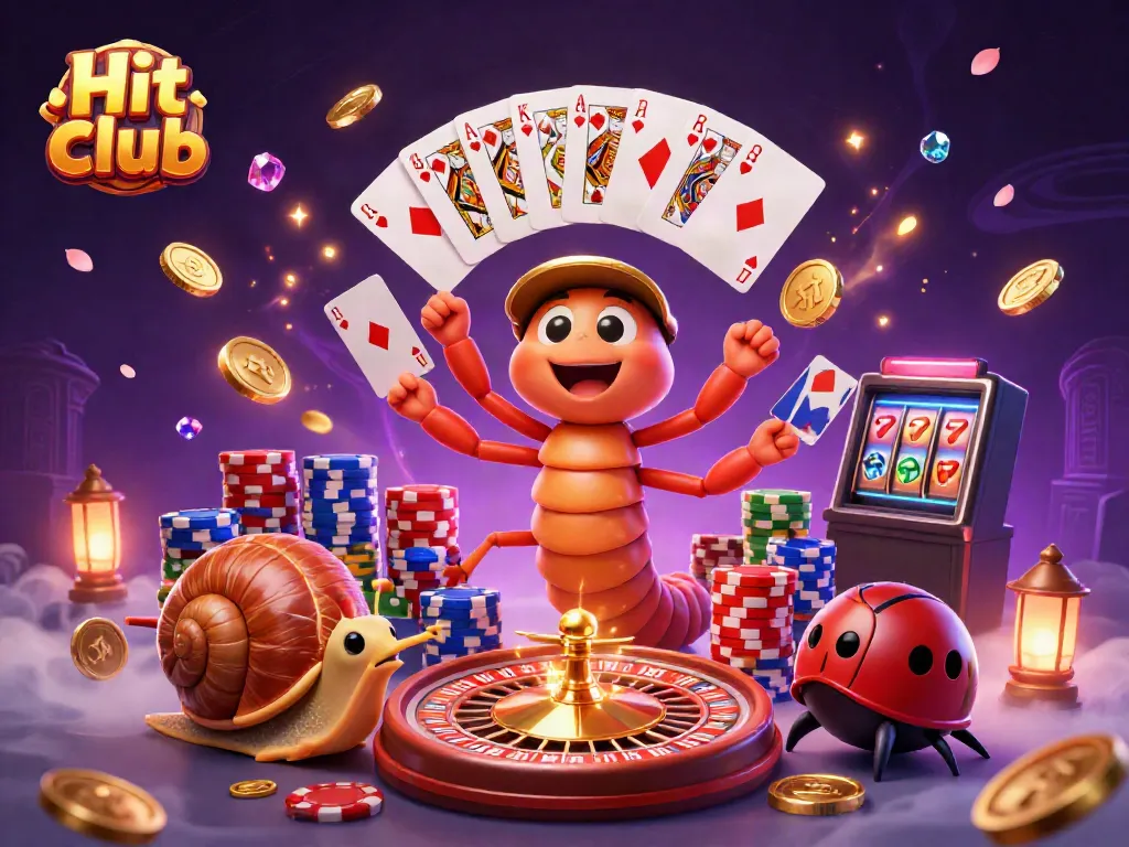 Experience the excitement at Hit club with a vibrant 3D casino scene featuring dynamic characters and dazzling game elements.