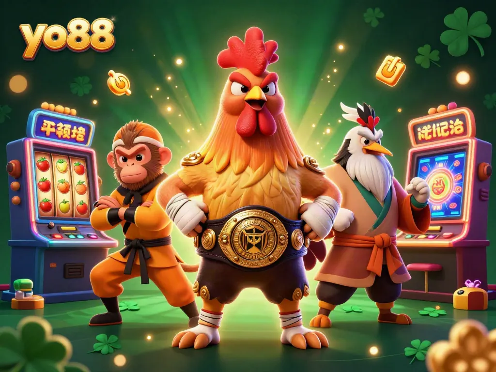 Experience the excitement of yo88 with vibrant slot machines and dynamic game elements in a vivid casino scene.