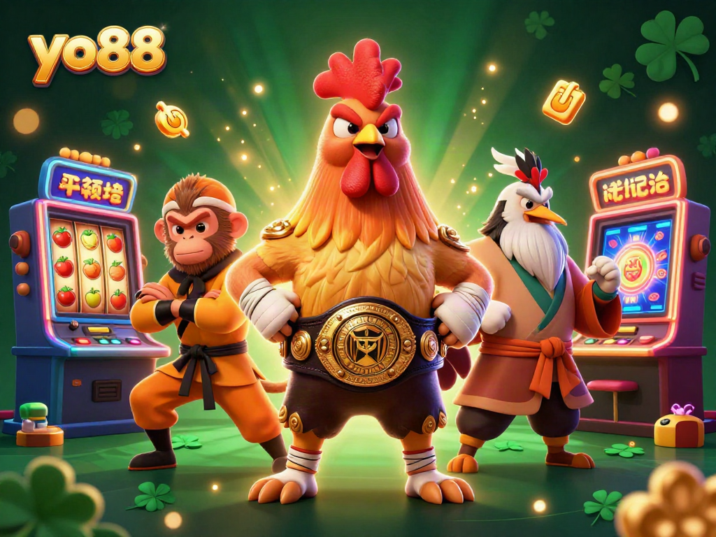Experience the excitement of yo88 with vibrant slot machines and dynamic game elements in a vivid casino scene.