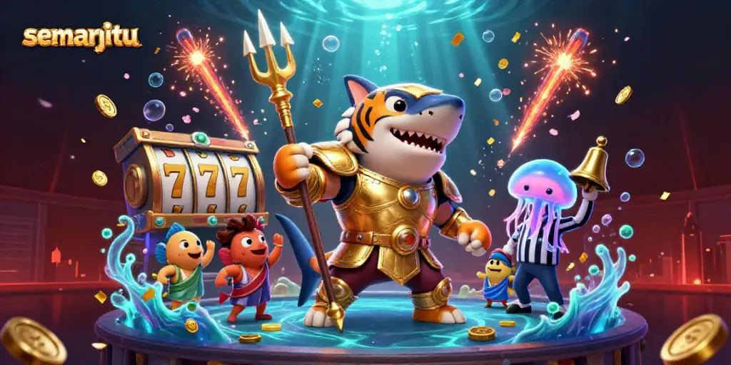 Gambarkan kemenangan luar biasa dengan semarjitu dalam ilustrasi kasino digital yang menarik.