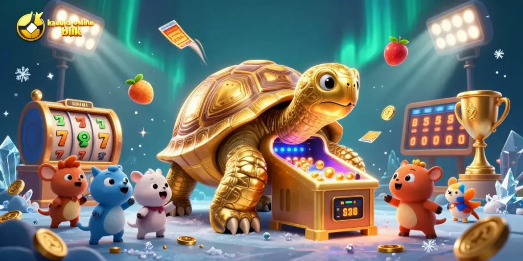 Engage with polskie kasyna online blik in this dynamic 3D illustration filled with colorful slot elements.
