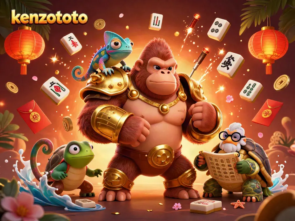 Experience the thrill of kenzototo with a vibrant 3D scene featuring characters and casino elements.