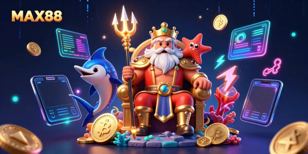 Experience exciting gameplay at MAX88, featuring vibrant 3D elements of online casino attractions.