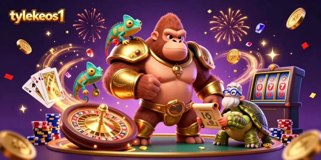 Experience thrilling casino action with tylekeos1's vibrant 3D illustration featuring a powerful gorilla king.