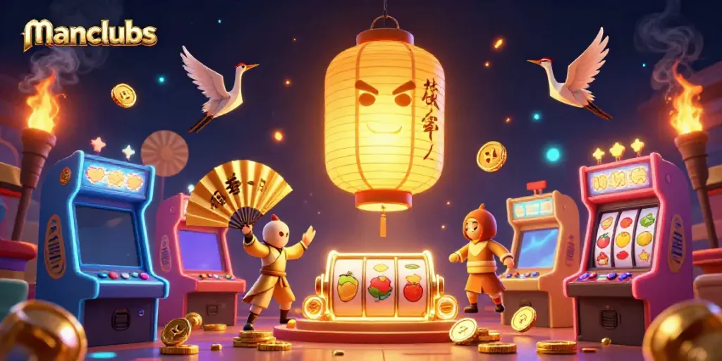 Engage with the vibrant manclubs casino scene filled with golden lantern spirits and dynamic gambling elements.