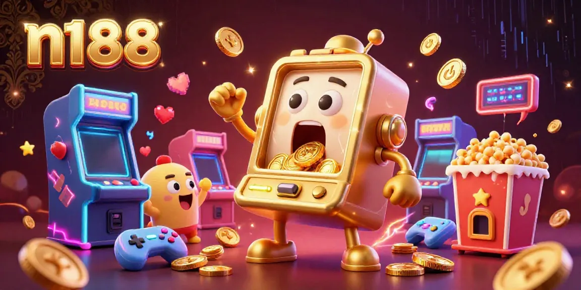 Experience n188's thrilling jackpot with vibrant 3D cartoon slot machines and electric energy.
