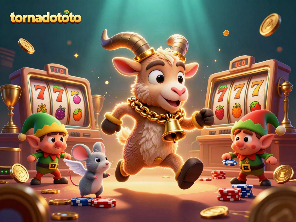 Experience winnings at tornadototo with a festive casino scene full of characters and vibrant visuals.