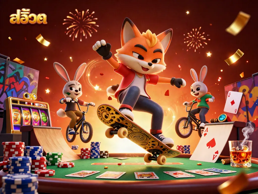 Experience the thrill of สล็อต with vibrant characters in a dynamic casino scene.