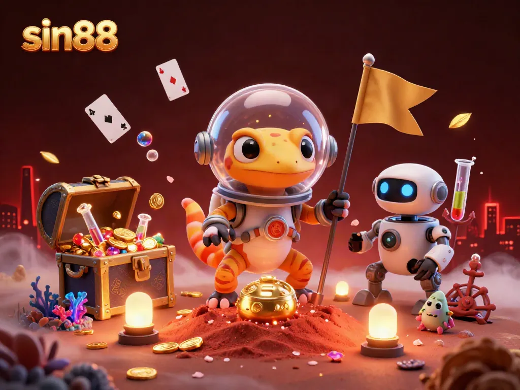 Play thrilling games at sin88 with Martian gecko discovering an amazing golden casino.