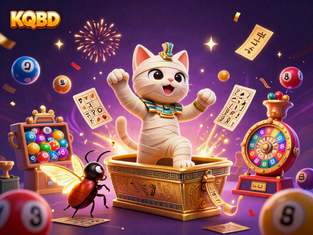 Experience KQBD live results with colorful casino-style elements and vibrant characters.