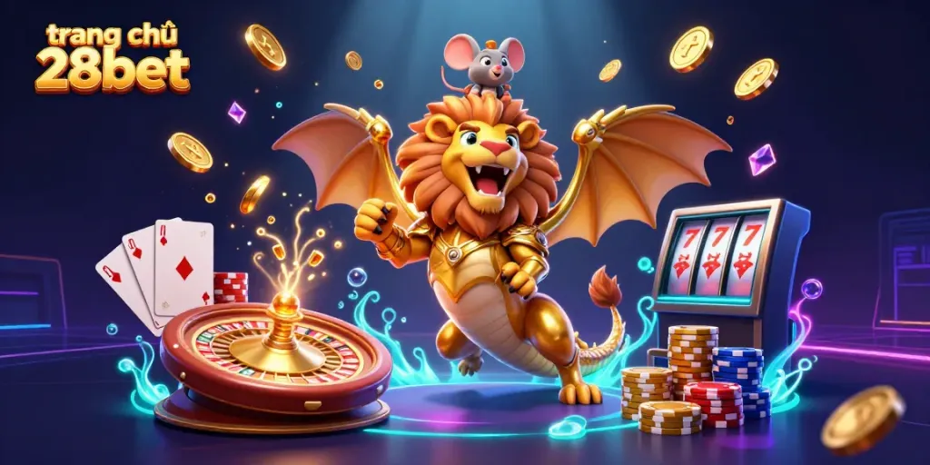 Experience exciting gaming at trang chủ 28bet with golden coins, vibrant colors, and thrilling casino action.