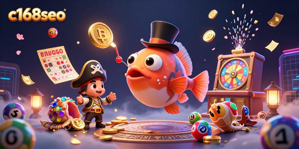 Engage in thrilling lottery action with c168seo's vibrant 3D anglerfish scene attracting golden coins.